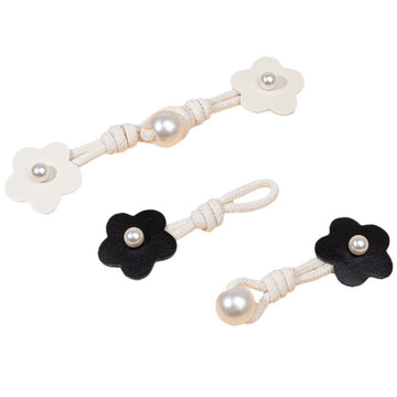 17,5 cm Beige Schwarz Pink Leder Aufnäh-Knöpfe mit Perlen-Schnalle 6 Stück