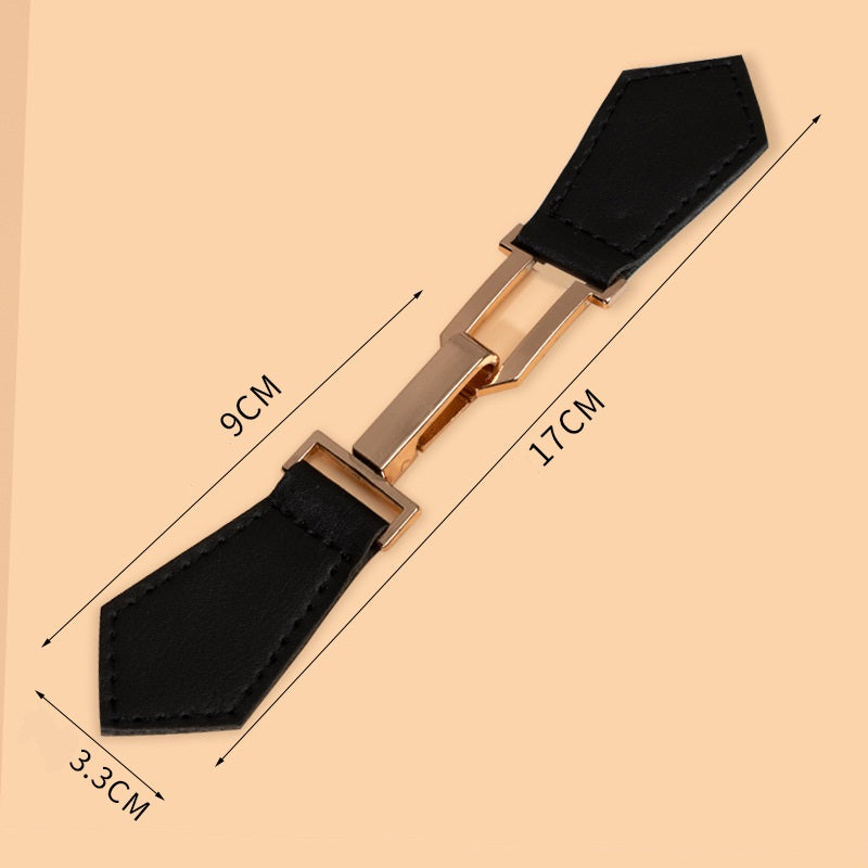 Elegant Black Leather Sew-on Toggles with Premium Metal Buckle 5pcs
