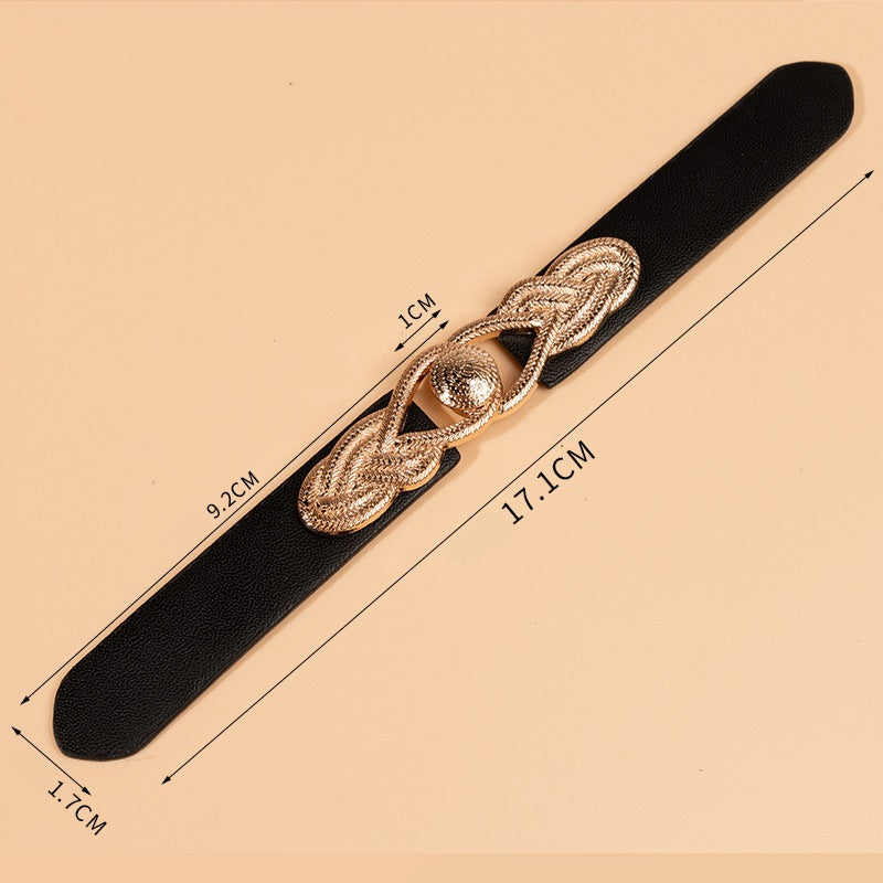 Elegant Black Leather Sew-on Toggles with Premium Metal Buckle 5pcs