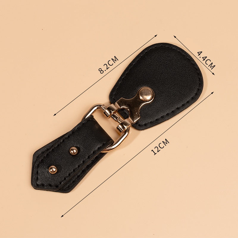 Elegant Black Leather Sew-on Toggles with Premium Metal Buckle 5pcs