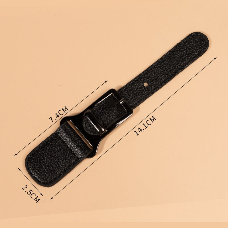 Elegant Black Leather Sew-on Toggles with Premium Metal Buckle 5pcs