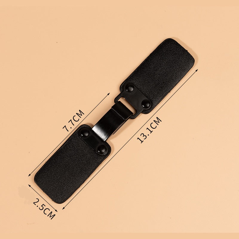 Elegant Black Leather Sew-on Toggles with Premium Metal Buckle 5pcs