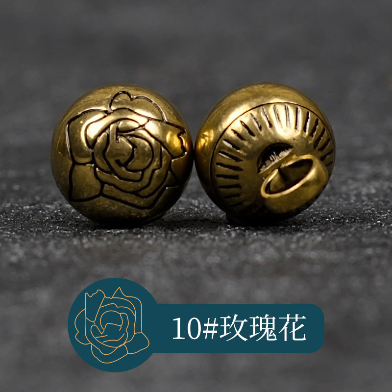 10mm Retro Chinese Solid Copper Metal Buttons for Cheongsam Hanfu 14 Pack
