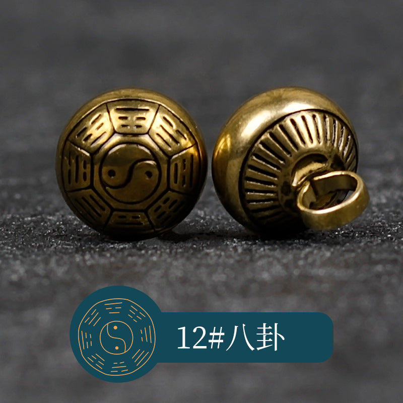 10mm Retro Chinese Solid Copper Metal Buttons for Cheongsam Hanfu 14 Pack