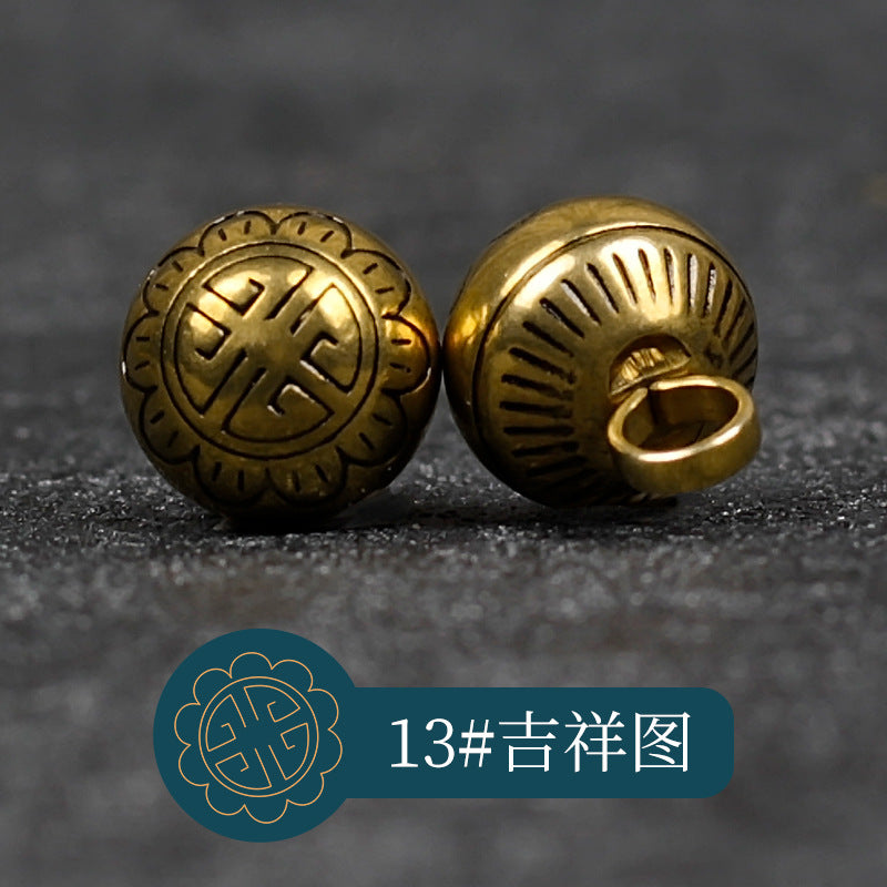 10mm Retro Chinese Solid Copper Metal Buttons for Cheongsam Hanfu 14 Pack