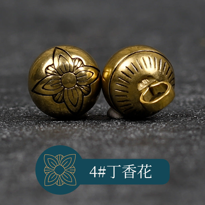 10mm Retro Chinese Solid Copper Metal Buttons for Cheongsam Hanfu 14 Pack