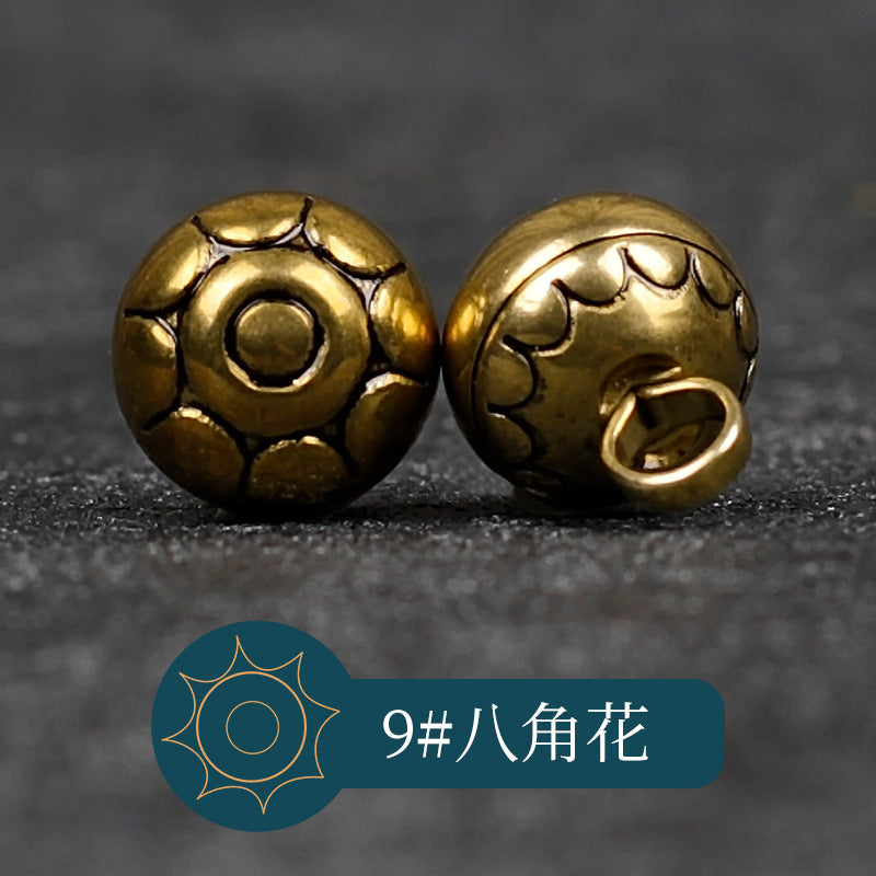 10mm Retro Chinese Solid Copper Metal Buttons for Cheongsam Hanfu 14 Pack