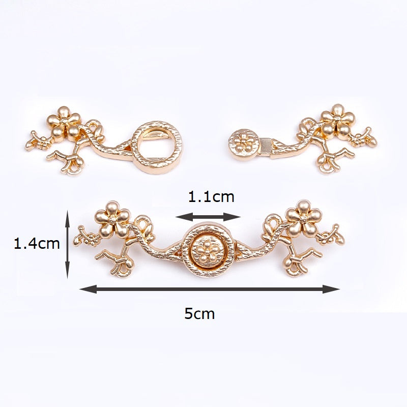 5cm Chinese Style Vintage Gold Silver Plum Blossom Metal Frog Buttons 20pcs
