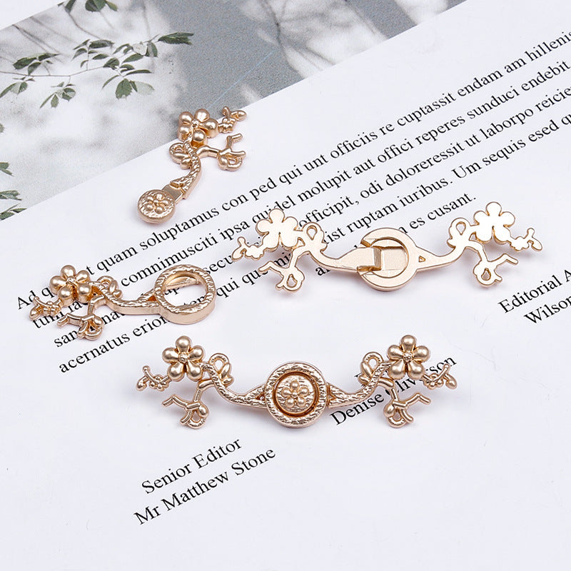 5cm Chinese Style Vintage Gold Silver Plum Blossom Metal Frog Buttons 20pcs
