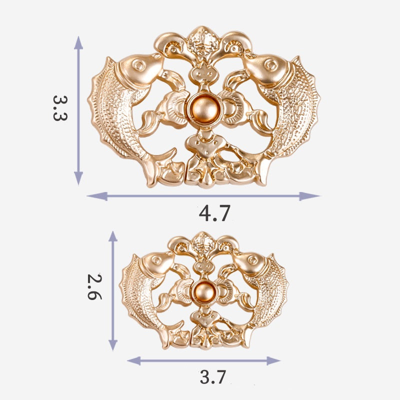 Chinese Style Vintage Golden Carp Metal Frog Buttons for Cheongsam 10pcs