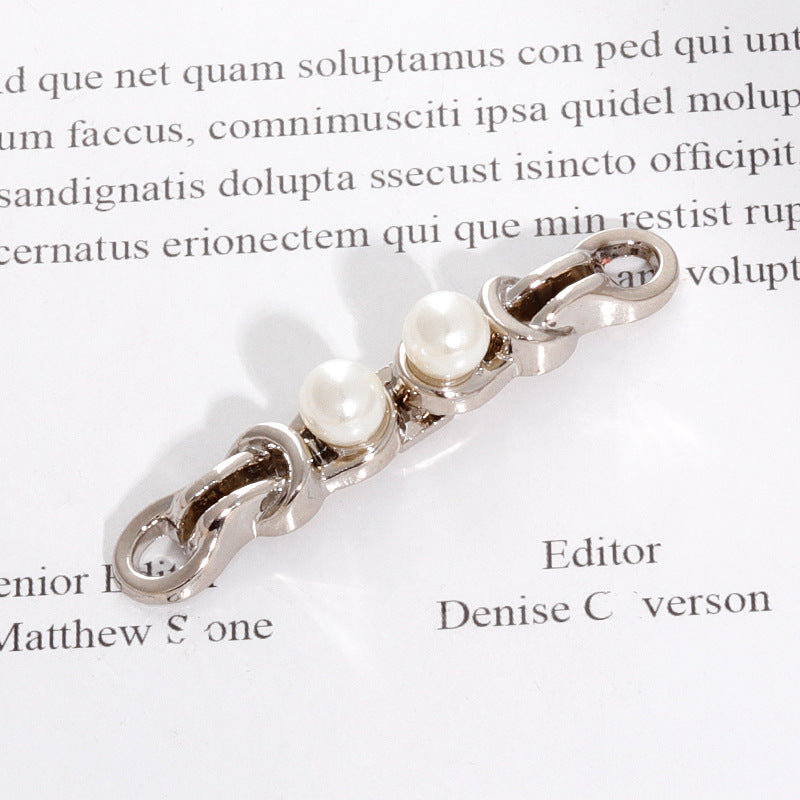 4.5cm Chinese Metal Frog Buttons with Pearl Light Gold and Silver White 20pcs