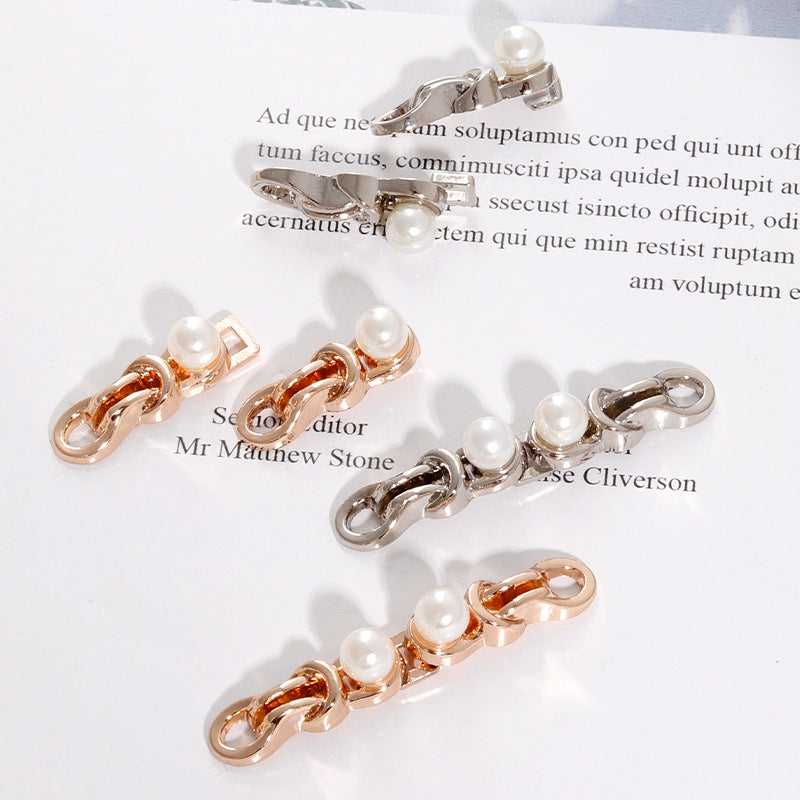 4.5cm Chinese Metal Frog Buttons with Pearl Light Gold and Silver White 20pcs