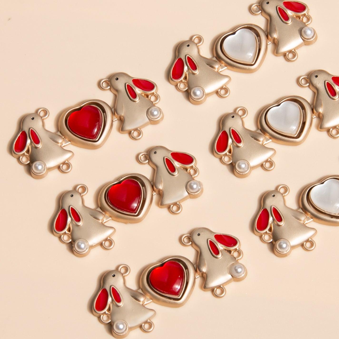 3.8cm Chinese Golden Rabbit Heart-Shaped Metal Frog Buttons 12pcs
