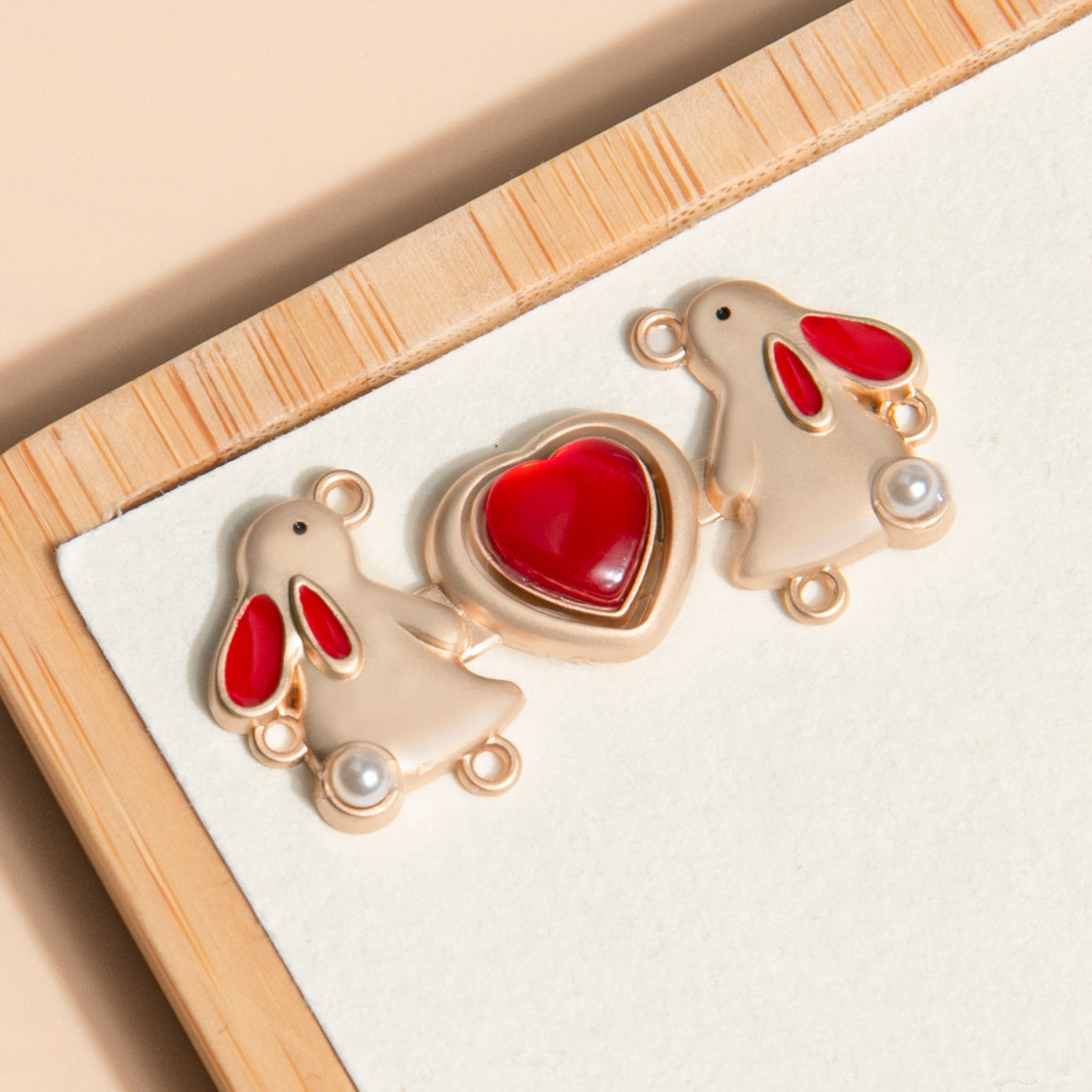 3.8cm Chinese Golden Rabbit Heart-Shaped Metal Frog Buttons 12pcs