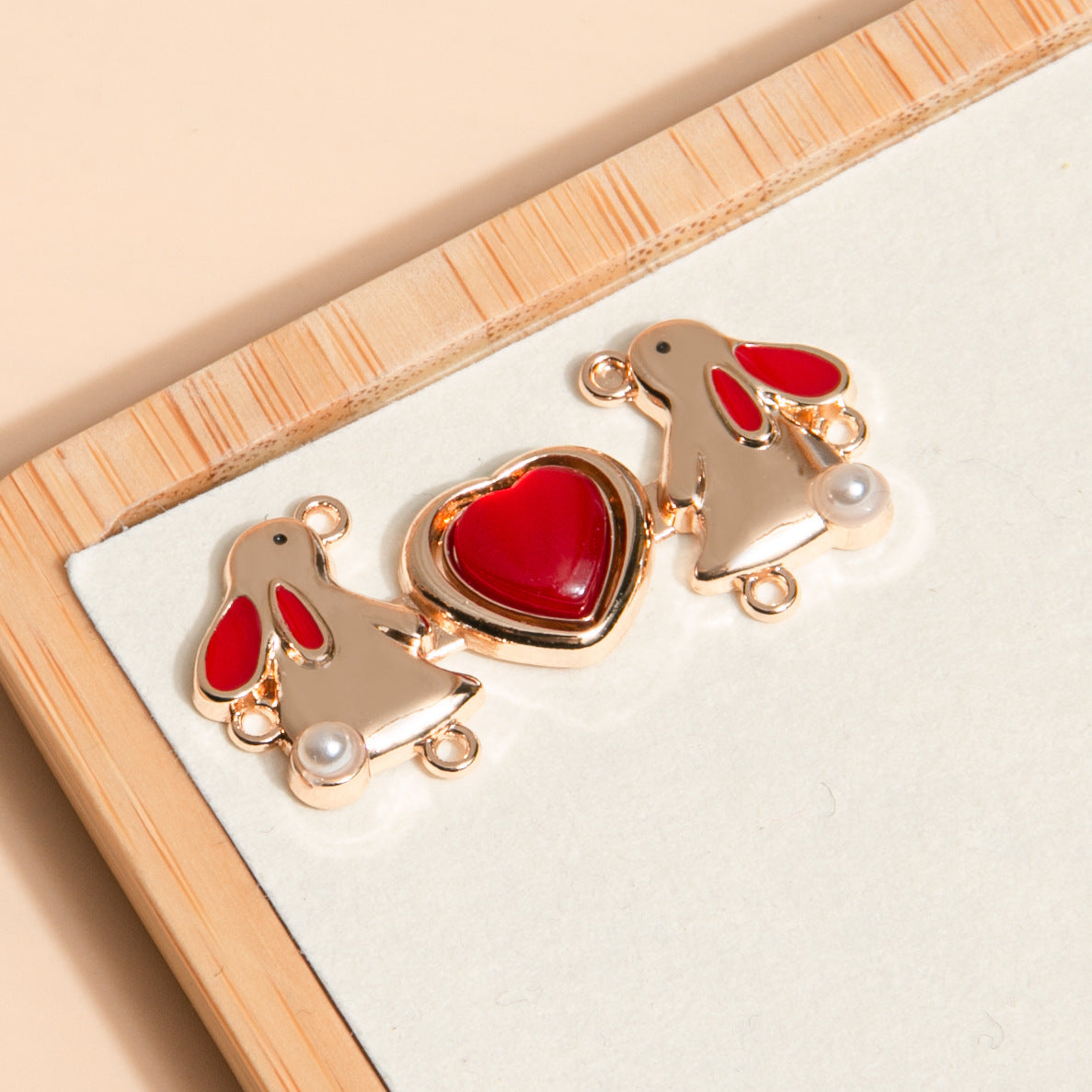 3.8cm Chinese Golden Rabbit Heart-Shaped Metal Frog Buttons 12pcs