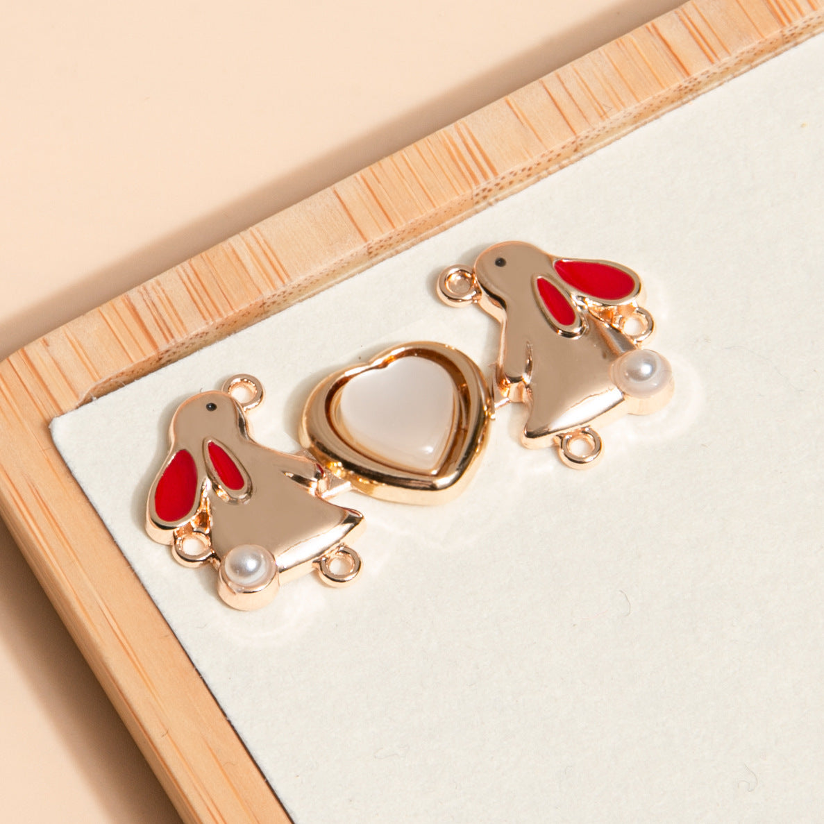 3.8cm Chinese Golden Rabbit Heart-Shaped Metal Frog Buttons 12pcs