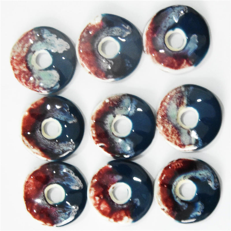 40mm Round Red and Green Contrasting Color Ceramic Ornament Pendant 10pcs