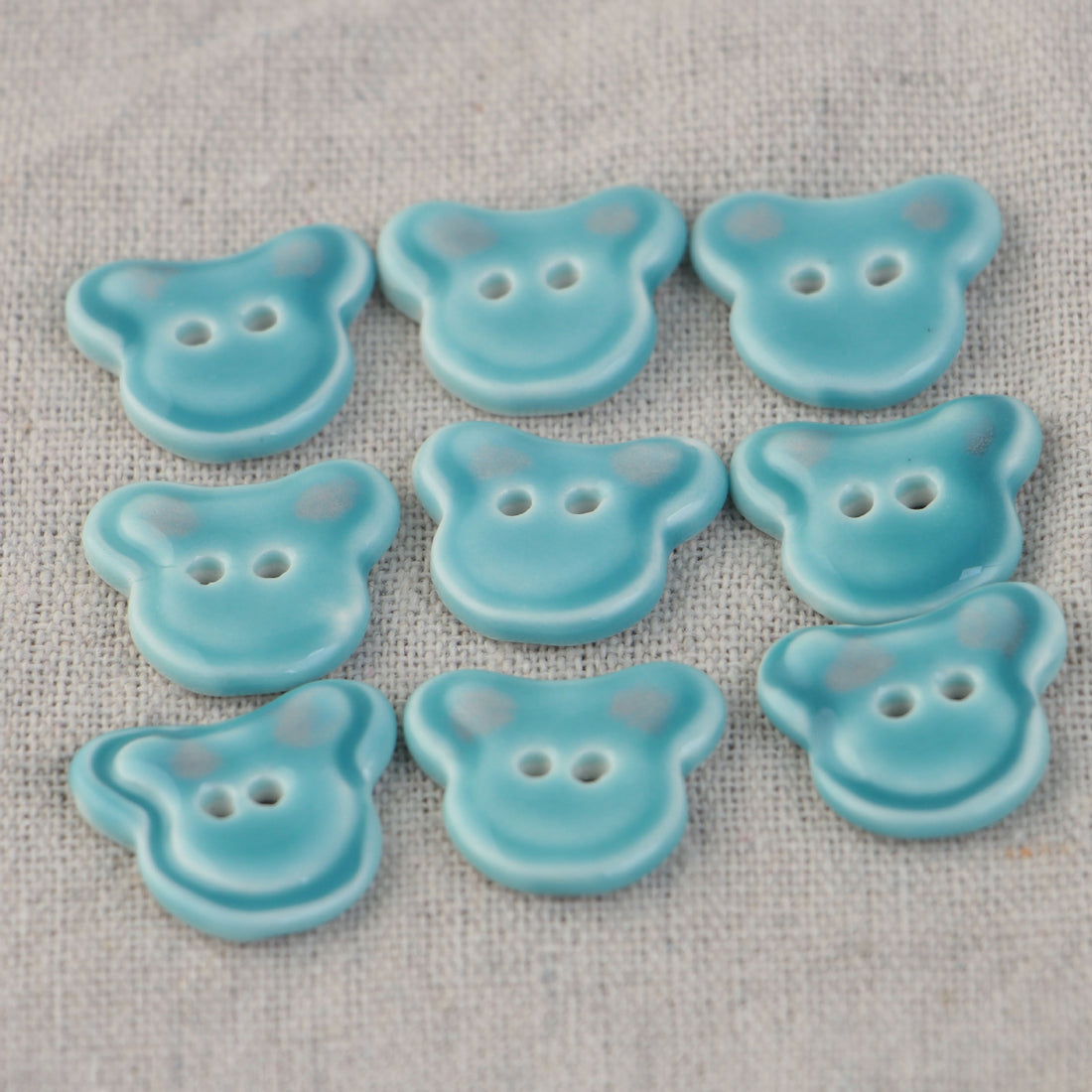 Bottoni da cucire in ceramica blu e rosa a 2 fori con forme diverse 6 pezzi