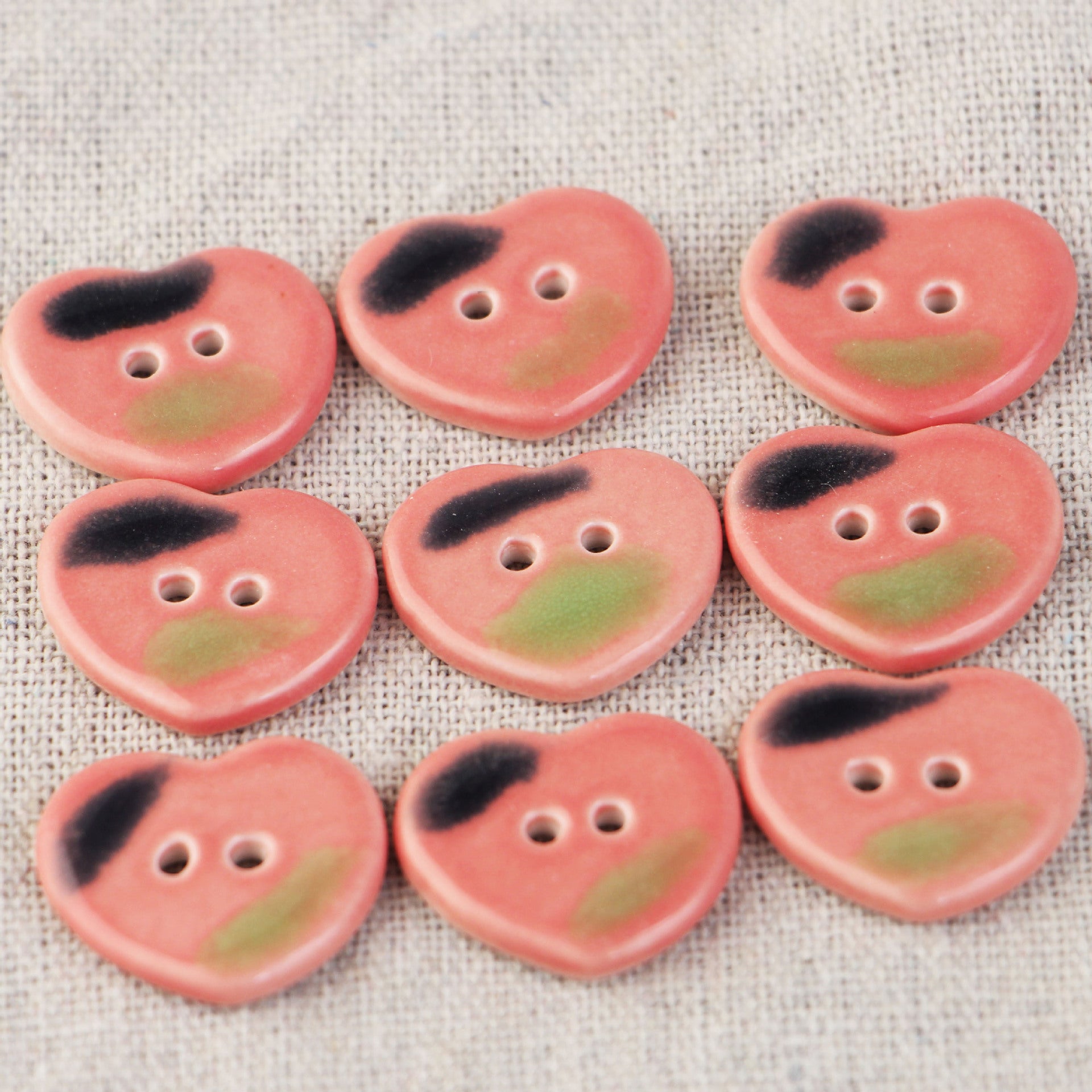 Bottoni da cucire in ceramica blu e rosa a 2 fori con forme diverse 6 pezzi