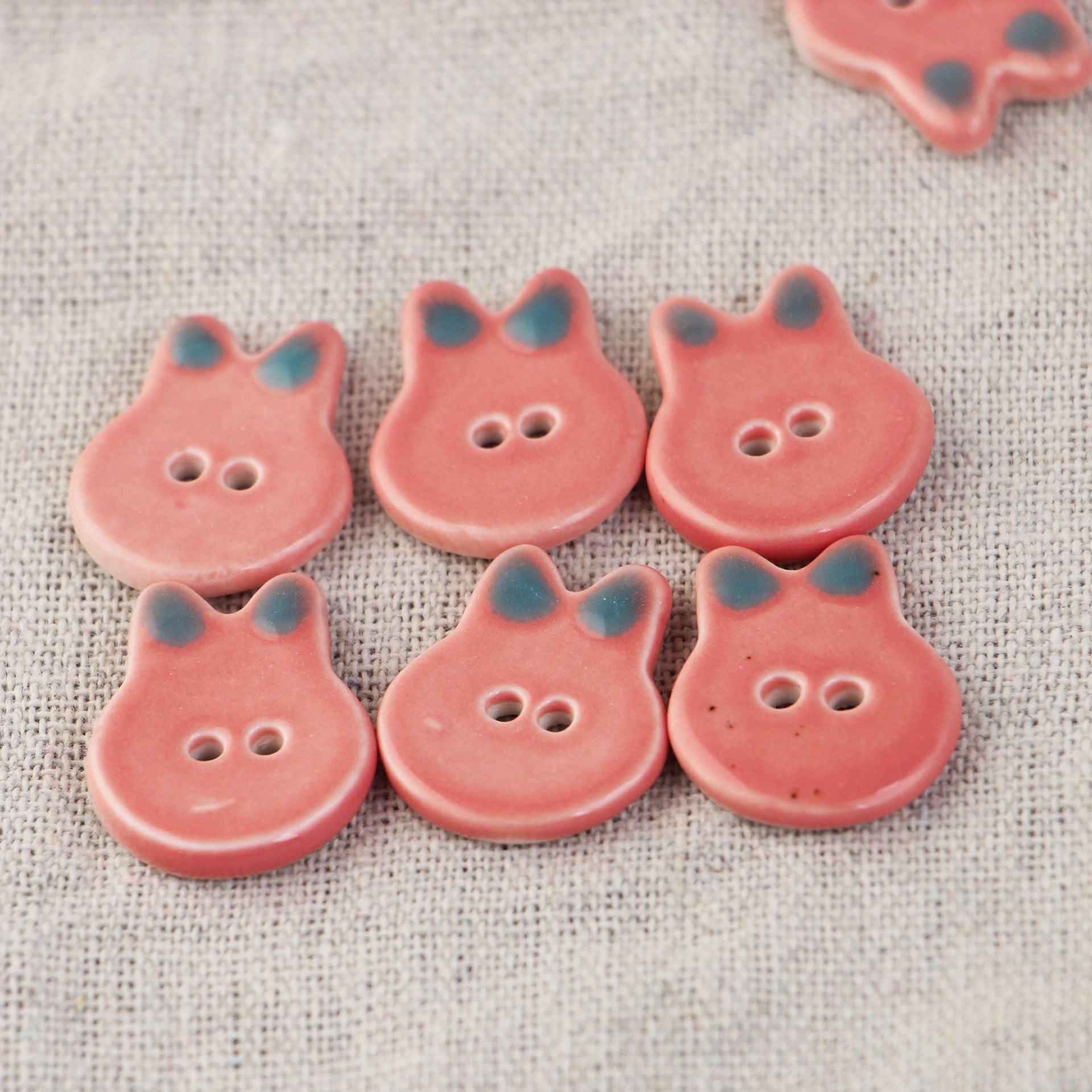 Bottoni da cucire in ceramica blu e rosa a 2 fori con forme diverse 6 pezzi