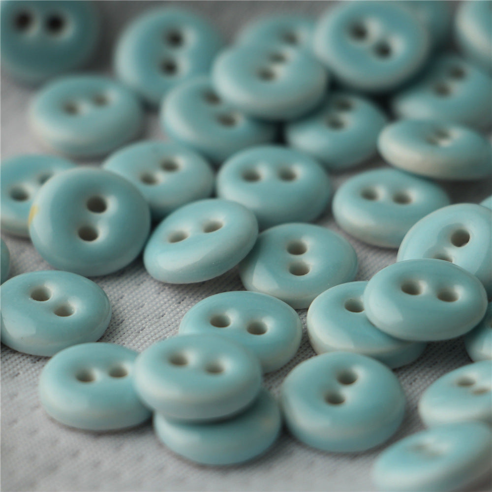 15mm Blu Arancione Rotondo Bottoni da Cucire in Ceramica Dipinti a Mano con Doppio Foro 6pz