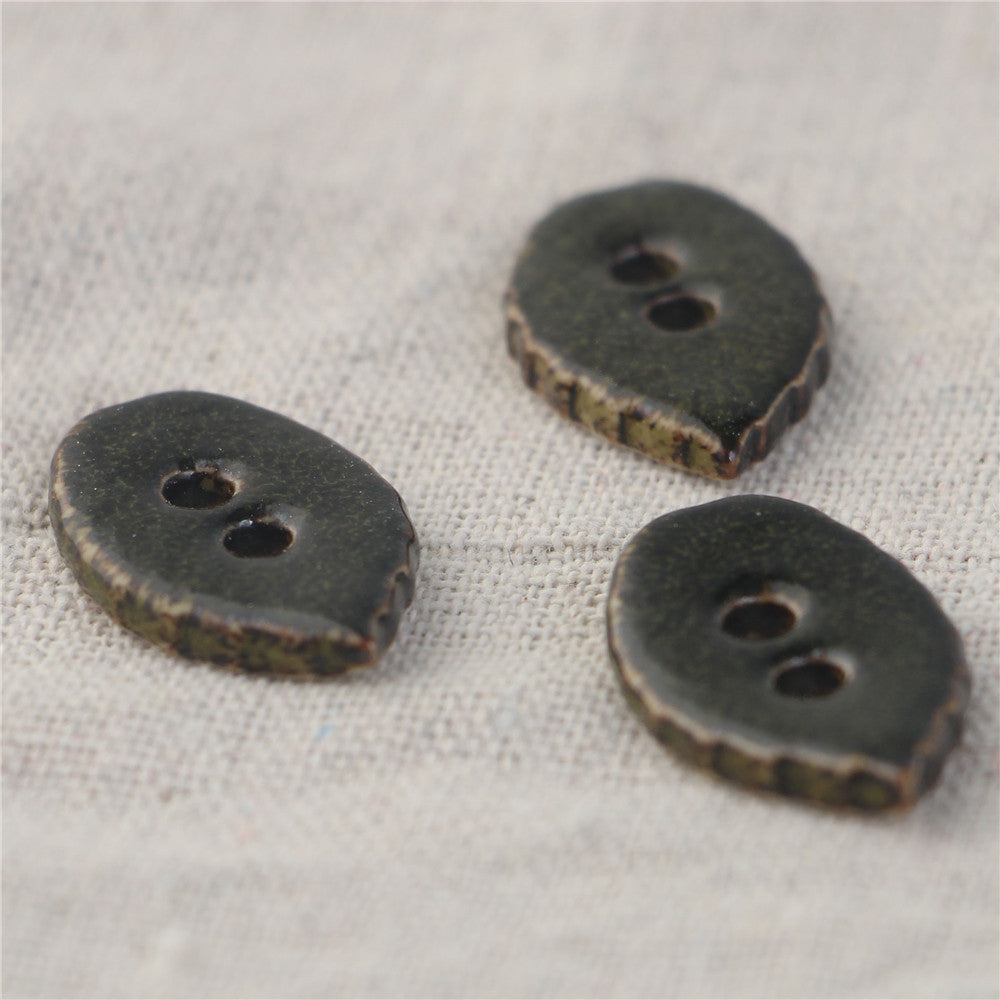 Bottoni in ceramica fatti a mano a forma di foglia con 2 fori da 28mm 5PCS