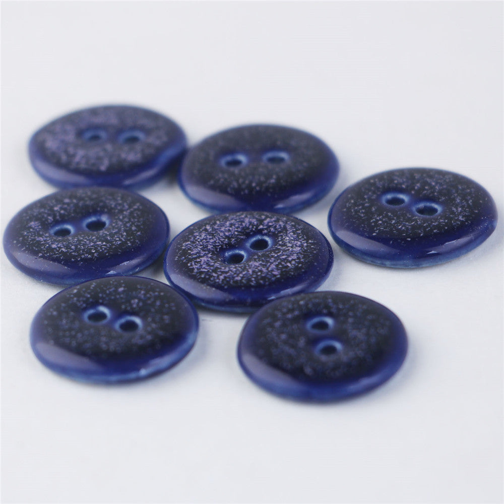 18/30mm Bottoni Ceramici Blu Rotondi e Triangolari a 2 Fori per Decorazione Cappotto 5PCS
