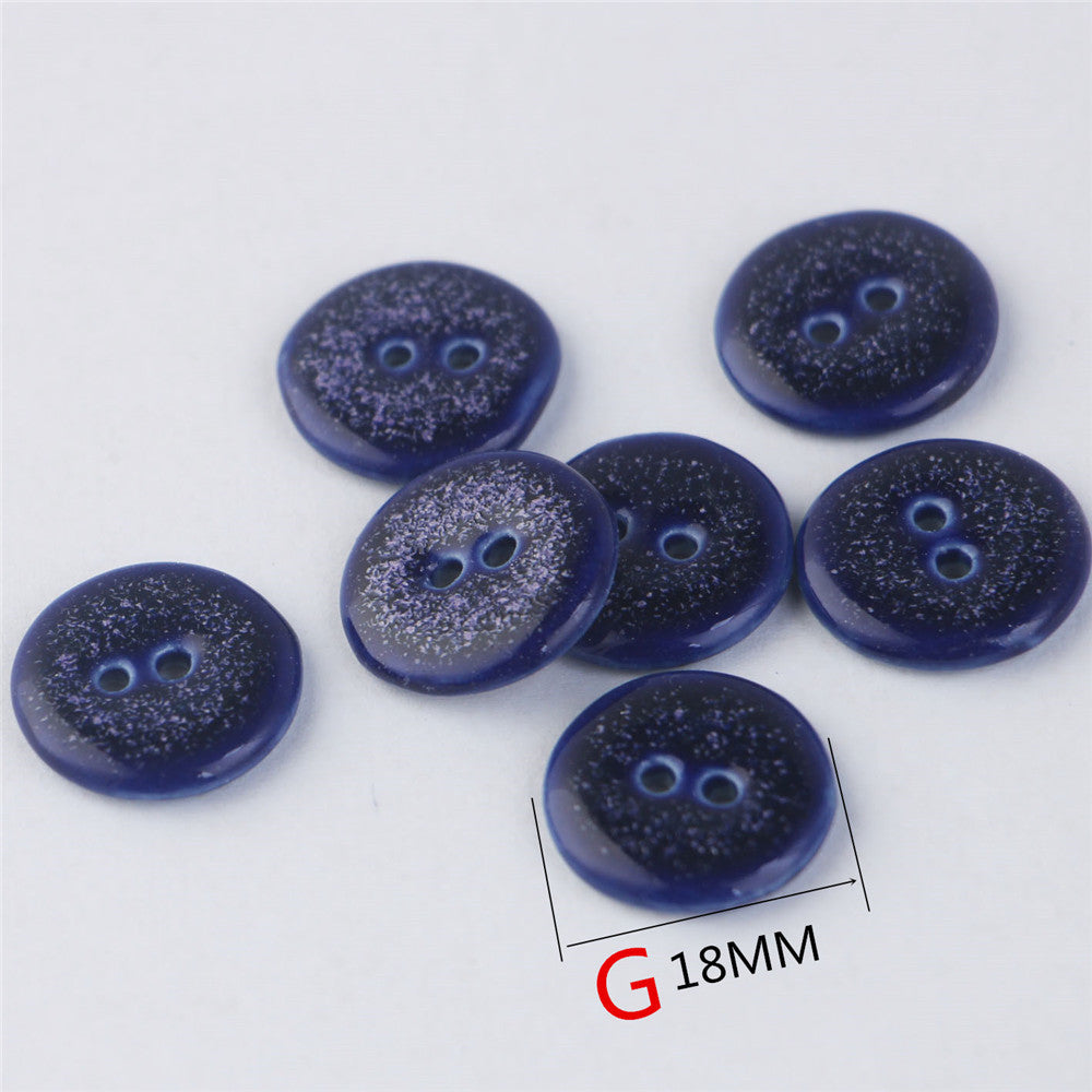 18/30mm Bottoni Ceramici Blu Rotondi e Triangolari a 2 Fori per Decorazione Cappotto 5PCS