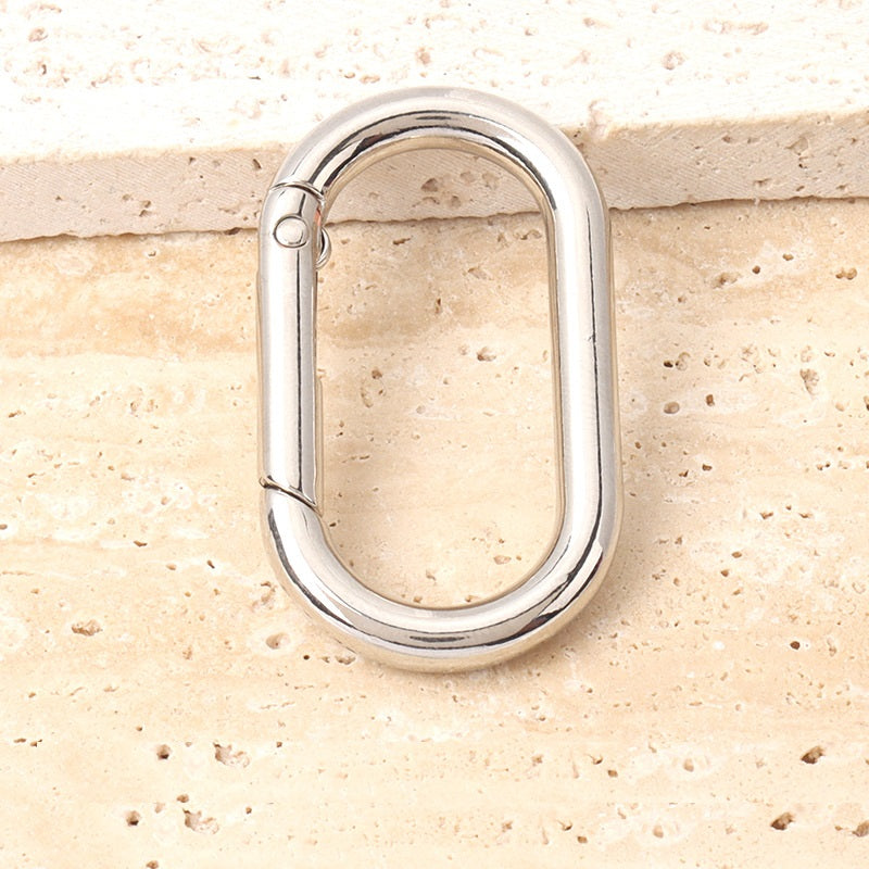 24 st blandade metall ovala krok ring fjäder spänne (14-40 mm)