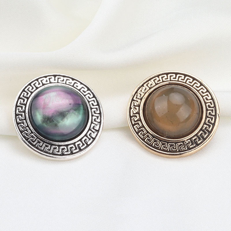 22mm Rund Geometrisk Spets Resin Metallknappar 6st