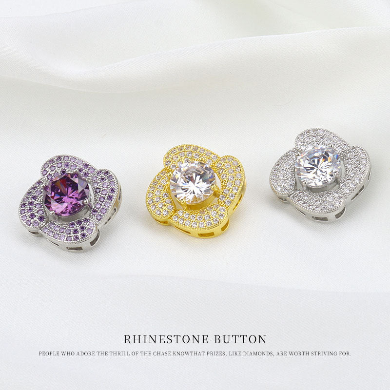 24mm Fehér Lila Zircon Gomb Fém Alappal és Kézi 2db