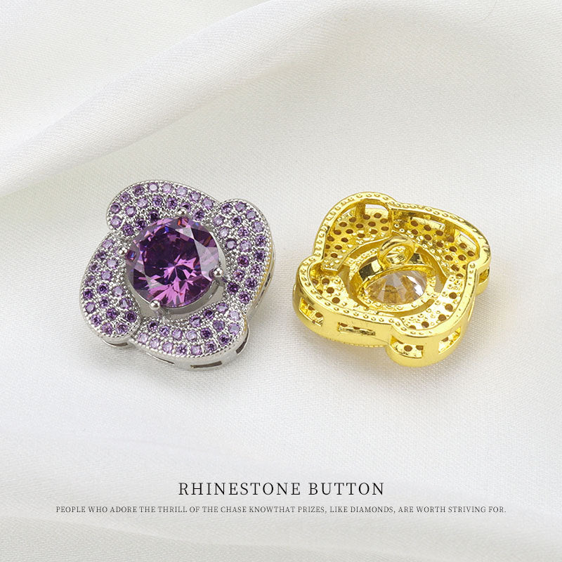 24mm Fehér Lila Zircon Gomb Fém Alappal és Kézi 2db