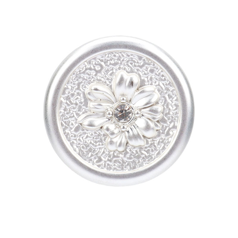 23mm Silver Chrysanthemum Rhinestone Metal Buttons for Fashion Outerwear 8pcs