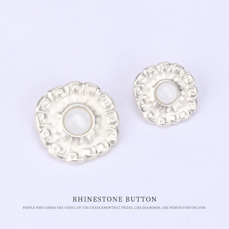 18mm/23mm Matt Silver Metal Pearl Shank Buttons for Women's Tops 12pcs - Lots of Buttons