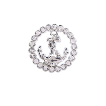Women Fashion Round Hollow Anchor Rhinestone Metal Shank Buttons 12pcs