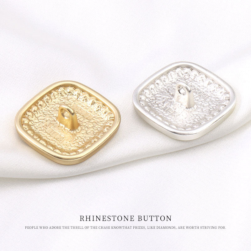 Golden Silver French Style Diamond Square Metal Shank Buttons for Coats 12pcs