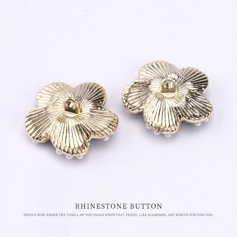 18-23mm Black Gold-Edged Floral Pearl Button for Women's Coats 12pcs - Lots of Buttons