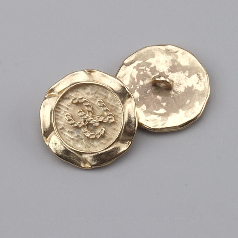 Korean Vintage Gold & Silver Metal Buttons with Shank for Woolen Suit Jacket 3pcs