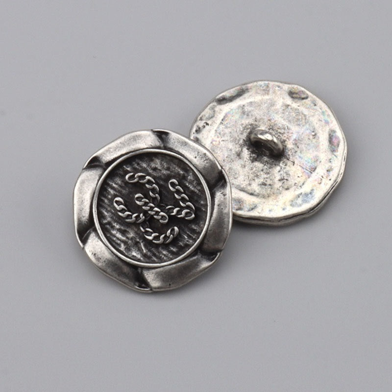 Korean Vintage Gold & Silver Metal Buttons with Shank for Woolen Suit Jacket 3pcs