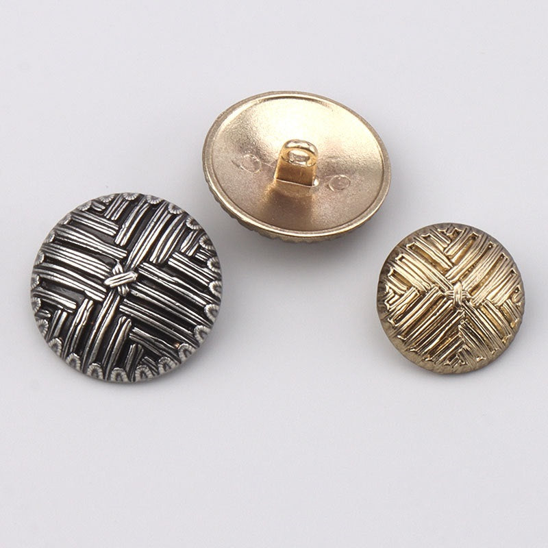 17.5/22.5mm Korean Style Metal Striped Buttons Vintage Gold Silver for Coats 3pcs