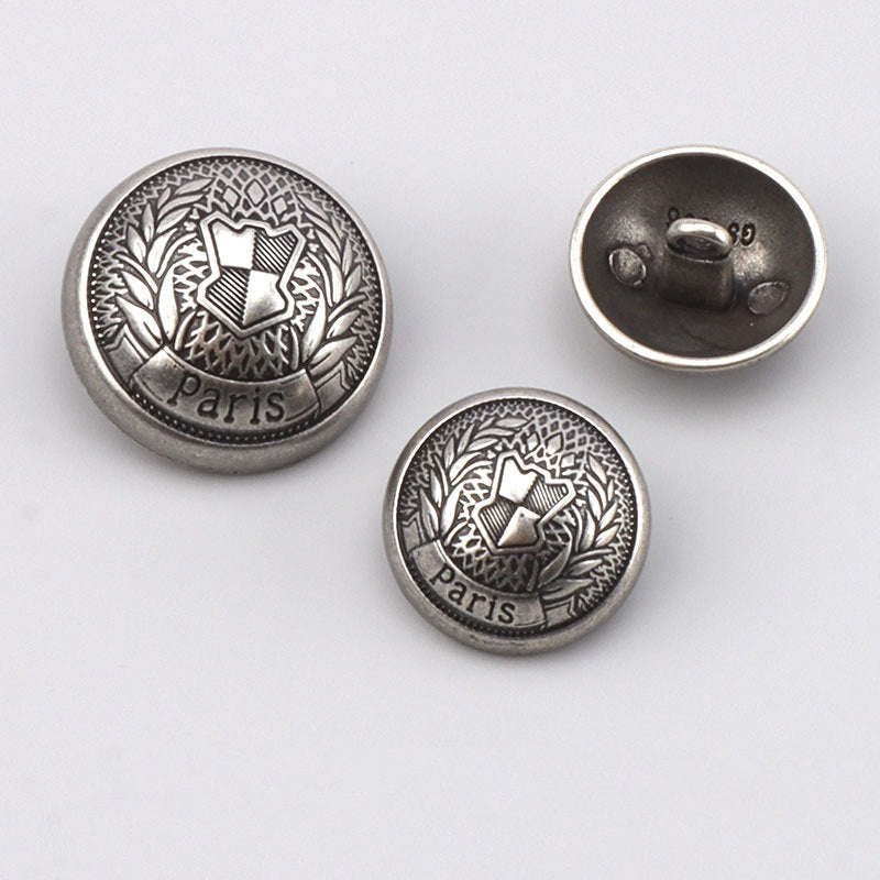 17,5/22,5 mm Parisisk Vintage Silver Rund Metallknappar med Skänk 3 st