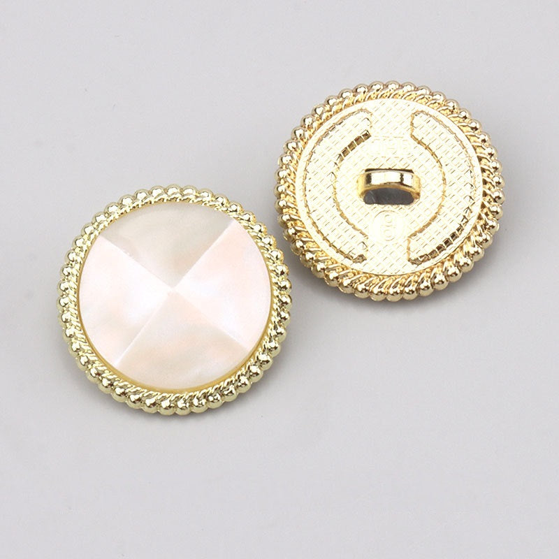 Pearl Luster Faceted Resin Metal Shank Buttons for Outerwear 15 Pack