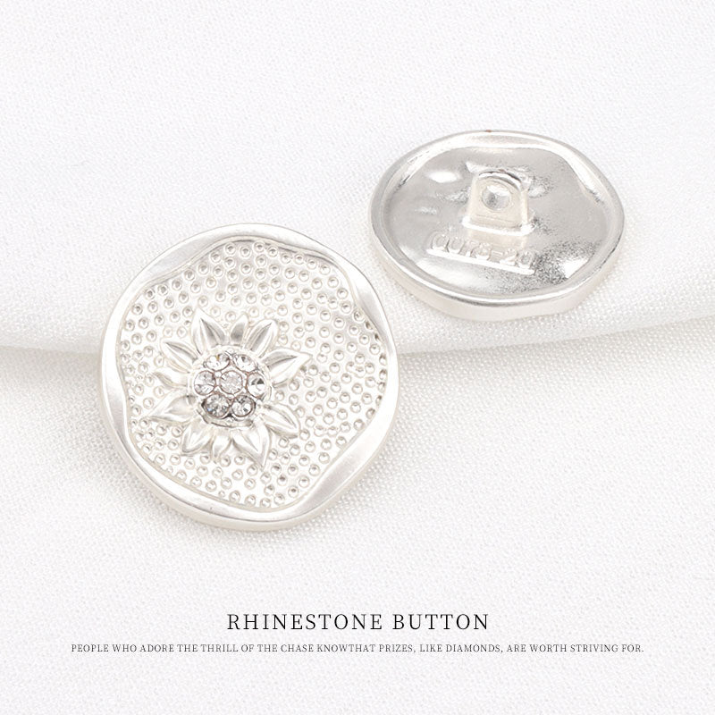 Floral Shaped Rhinestone Buttons for Women's Sweaters Vintage Suits 12pcs - Lots of Buttons