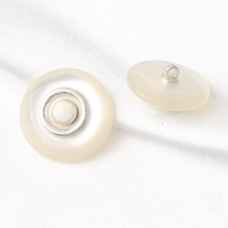 17-25mm Round Metal Pearl Luster Resin Two Tone Buttons for Coats 15 Pack