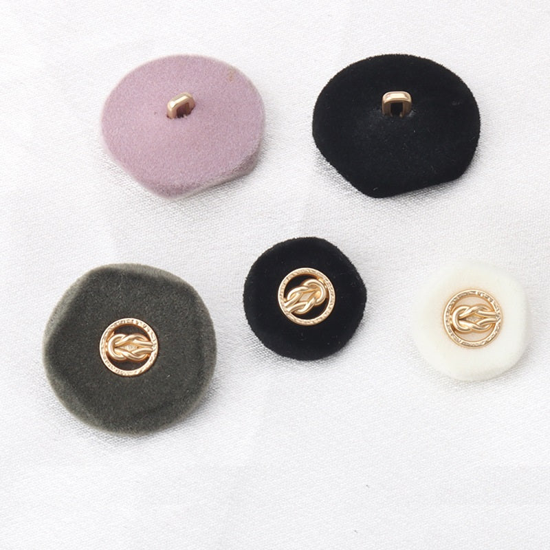Flocked Metal Combination Buttons for Cashmere Coats 6pcs
