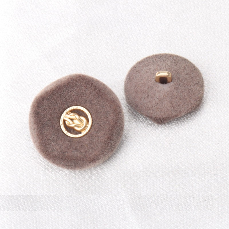 Flocked Metal Combination Buttons for Cashmere Coats 6pcs