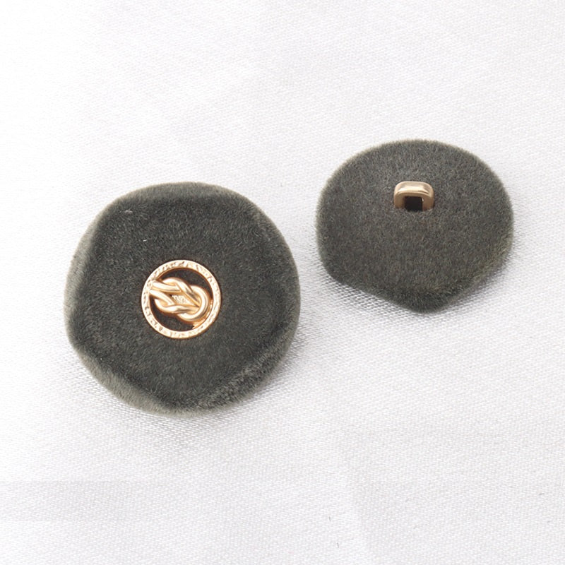 Flocked Metal Combination Buttons for Cashmere Coats 6pcs