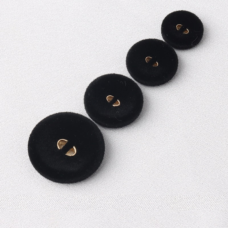 15-25mm White Black Flocked Round Two-Hole Buttons for Coats 20 Pack