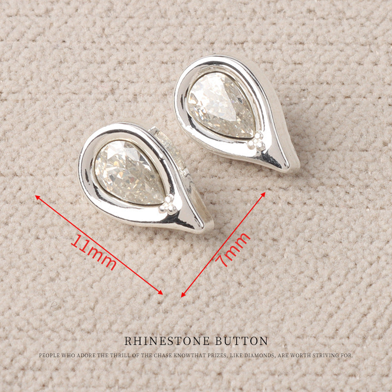 Heart Drop Shaped Oval Rectangular Metal Crystal Small Buttons 10pcs