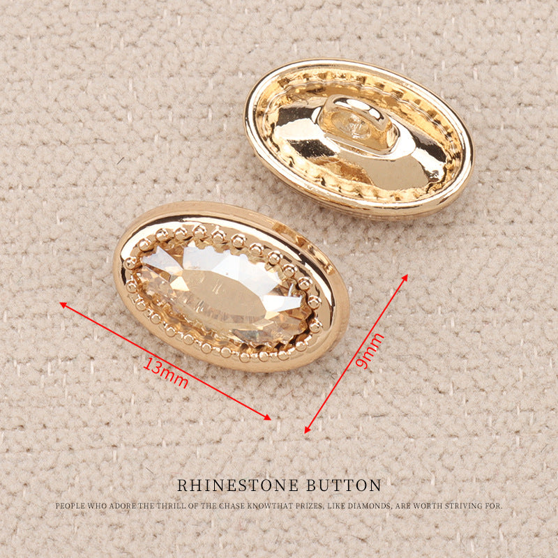 Heart Drop Shaped Oval Rectangular Metal Crystal Small Buttons 10pcs